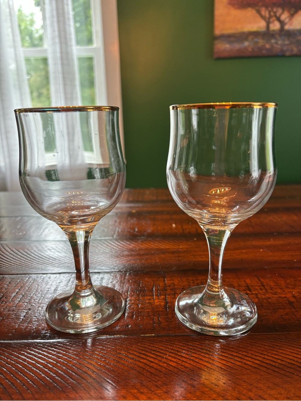 Gold Rimmed Wine Glasses - Set of 2